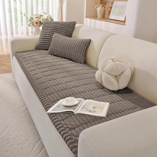 Fuzzy Pet Couch Covers for Dogs Washable, Thick Couch Covers for 2 Cushion Sofa Pet Friendly, Non Slip Plush Dog Couch Cover for for Sectional, Loveseat (Espresso, 27.6" x 59") by CYCMACOHOME