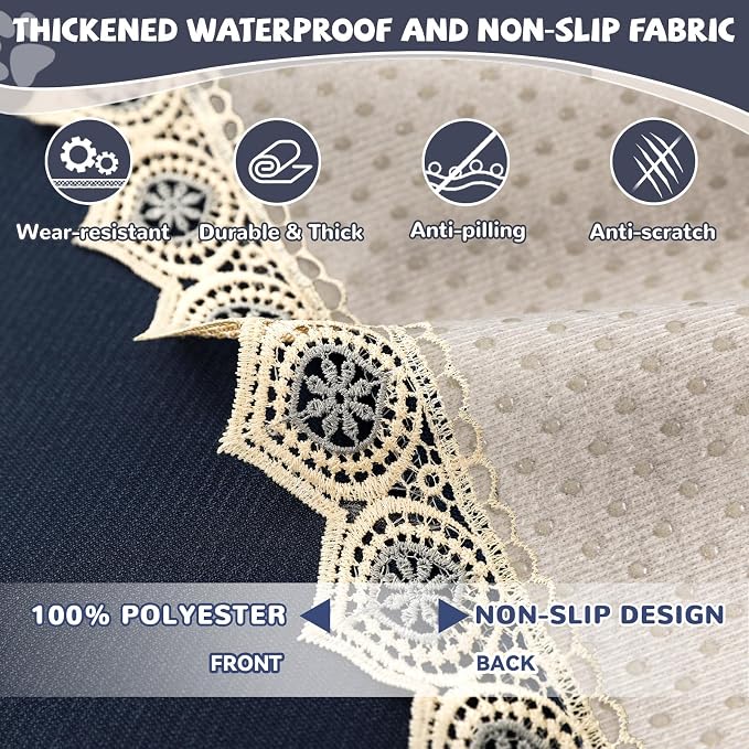 Waterproof Non-Slip Couch Cover for Pets, Navy Blue 71" x 118" | Dogs Sofa Cover, Washable, Pet Friendly, Anti Cat Scratch, Furniture Protector, for 3 Cushion Couch Sectional L Shaped Sofa - Image 4