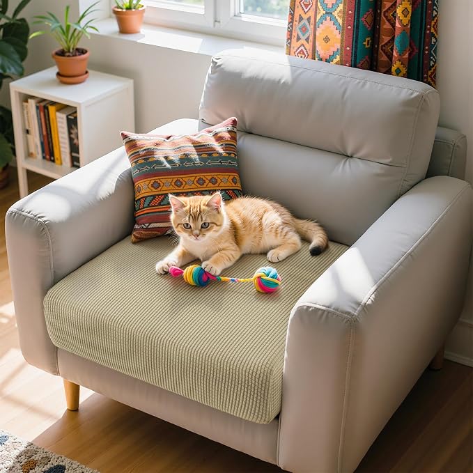 Hokway Couch Cushion Covers Stretch Cushion Covers Sofa Seat Cushion Slipcover Cushion Protector(Sand, Small) - Image 6