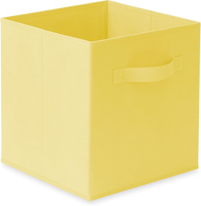 Casafield Set of 12 Collapsible Fabric Cube Storage Bins, Yellow - 11" Foldable Cloth Baskets for Shelves, Cubby Organizers & More - Image 2