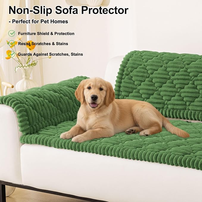 Smiry Couch Cover for Dogs Washable, Non Slip Fuzzy Pet Sofa Protector | Soft Thick Furniture Cover for Sofa, Loveseat and Sectional, Scratch & Pet Hair Resistant (Olive Green, 27.6" x 59") - Image 11