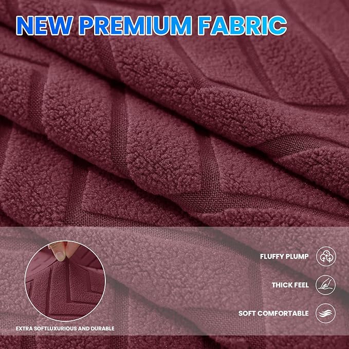 Stretch Sofa Cover Non-Slip Washable Furniture Protector | Stretch, 71"-91".Soft, Non Skid Foam, Elastic Bottom, Machine Washable, for Kids & Pets, Couch & Sofa, Wine Red - Image 4