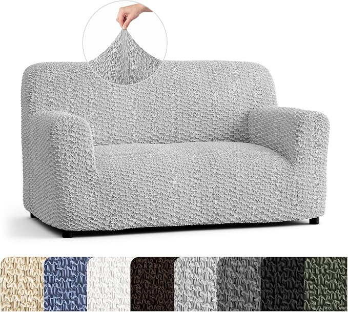 PAULTO BY GA.I.CO. Stretch Sofa Slipcovers – Soft Elastic Fabric Couch Cover for Armchair Loveseat 3-Seater & 4-Seater Sofa Cover – Non-Slip Furniture Protector Washable - Light Grey (40"-63" Wide) by PAULATOBYGAICO
