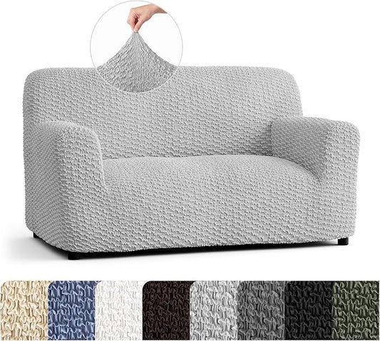PAULTO BY GA.I.CO. Stretch Sofa Slipcovers – Soft Elastic Fabric Couch Cover for Armchair Loveseat 3-Seater & 4-Seater Sofa Cover – Non-Slip Furniture Protector Washable - Light Grey (40"-63" Wide) by PAULATOBYGAICO
