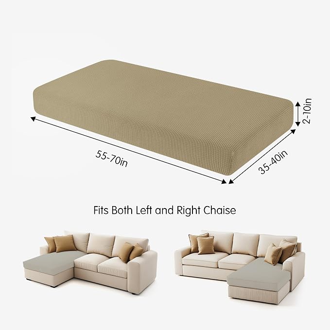 Hokway Stretch Chaise Cover Individual Couch Cushion Slipcovers Reversible Cushion Protector Slipcovers Sofa Cushion Protector Covers (Chaise Cover, Sand) - Image 3