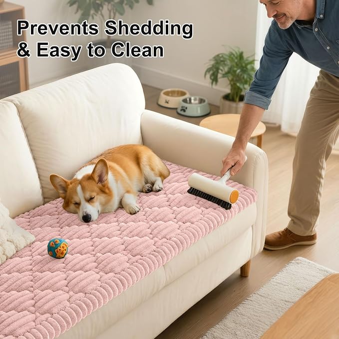 Smiry Couch Cover for Dogs Washable, Non Slip Fuzzy Pet Sofa Protector | Soft Thick Furniture Cover for Sofa, Loveseat and Sectional, Scratch & Pet Hair Resistant (Dusty Rose, 27.6" x 59") - Image 6