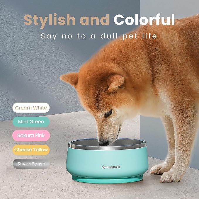 Pawaii Dog Bowl, 68 oz Stainless Steel Food and Water Bowl, ID Tag, 1 Pack | Double-Wall Design,Non-Slip Rubber Base,Dishwasher Safe,Smooth Open Design, Not a Slow Feeder,Easy-Rinse Interior - Image 6