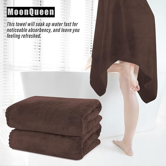 MOONQUEEN 6 Pack Premium Bath Towel Set - Quick Drying - Microfiber Coral Velvet Highly Absorbent Towels - Multipurpose Use as Bath Fitness, Bathroom, Shower, Sports, Yoga Towel (Wood Brown) - Image 7