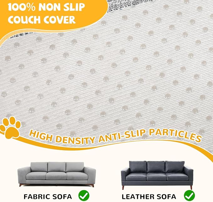 Waterproof Non-Slip Couch Cover for Pets & Dogs, Gray 79" x 134" | Pet Sofa Cover, Washable, Pet Friendly, Anti Cat Scratch, Furniture Protector, for 3 Cushion Couch Sectional L Shaped Sofa - Image 5
