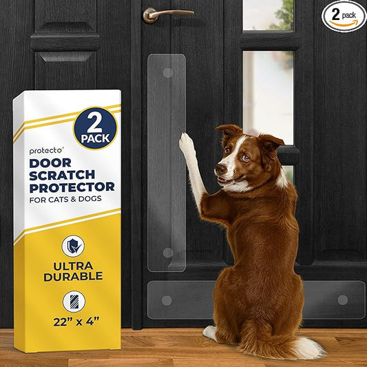PROTECTO 2-Pack Door Protector from Dog Scratching, 22x4 - Door Guard | Clear Door Scratch Protector & Screen Door Protector for Cats, Scratch Shield - Window, Wall, Sliding Doors, Indoor Outdoor by protecto