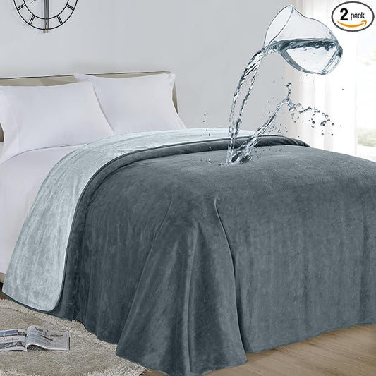 Softan Waterproof 100% Leak Proof Blanket for Baby Adults Pets Dogs Cats, Pee Proof, 3 Layer Protector for Bed, Sofa Couch and Other Furniture, 90"x90", Charcoal | Light Grey, Reversible Lightweight by softan