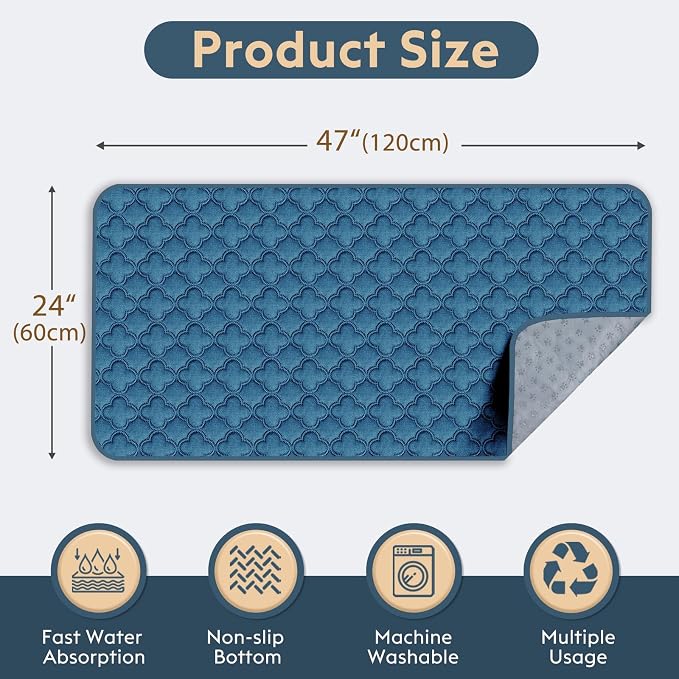 Washable Guinea Pig Cage Liner - 2 Pack Reusable Washable Pee Pads，Waterproof Guinea Pig Bedding for Small Animal - Rabbit Bunny Hamster Puppy (Blue, 24" X 47" - 2 Pack) - Image 2