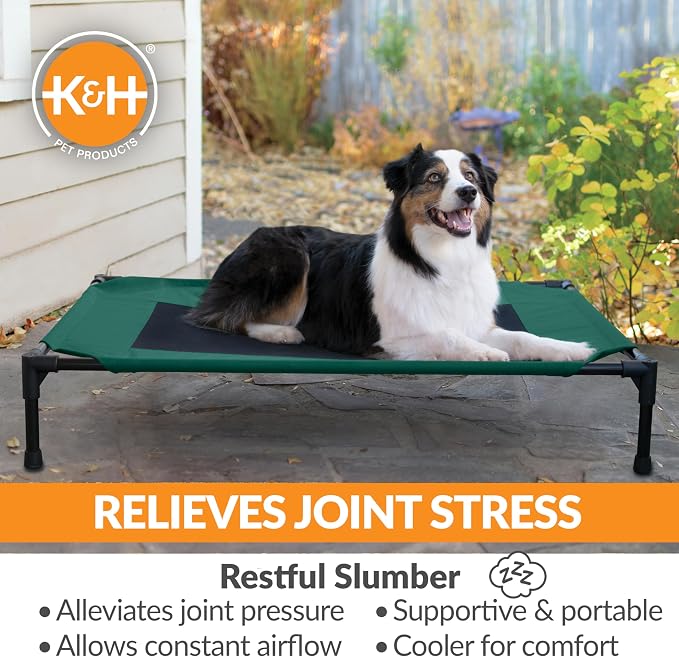 K&H Outdoor Elevated Dog Bed - Cooling Raised Dog Bed for Medium & Large Pets, Breathable Mesh Center Hammock Design, Indoor/Outdoor Washable Cover, Portable Metal Frame, Green, Large 42x30in - Image 5