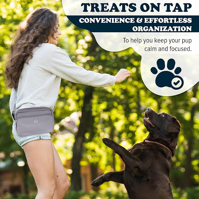 Puppington 3-in-1 Crossbody & Dog Treat Pouch for Pet Training - Matching Compostable Poop Bags, Built-In Poop Bag Dispenser & Slow-Feeding Travel Dog Bowl - Dog Walking Bag (Charcoal Gray) - Image 4