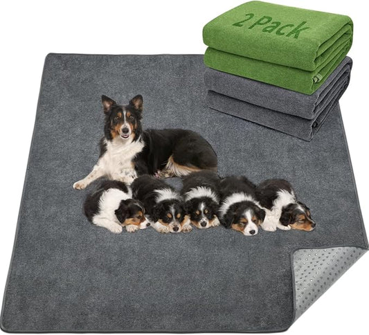 LOOBANI Washable Pee Pads for Dogs, 2 Pack Leak-Proof Dog Mats,72"x72",Mix | Super Absorbent and Non-Slip Puppy Pads, Machine Washable, Extra Large Whelping Pads for Crate, Playpen, Floor, Housebreaking by LOOBANI