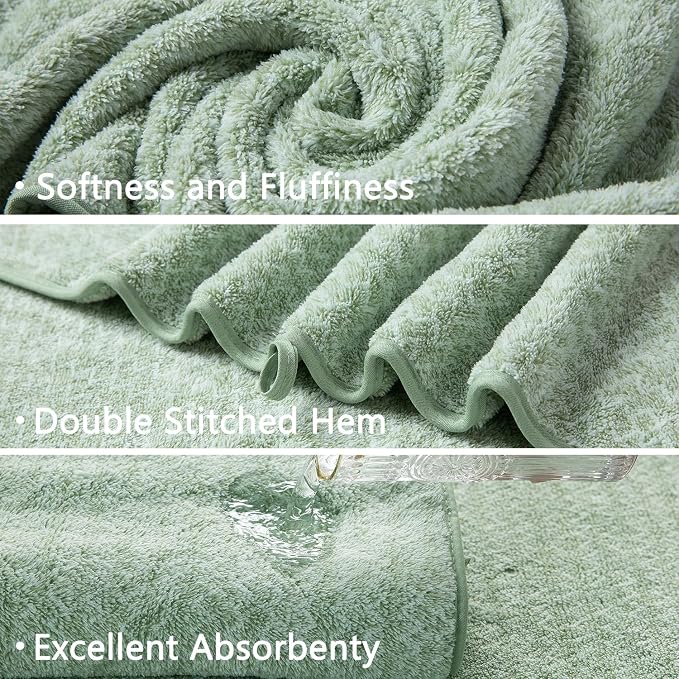 Ycosy 18 Piece Bath Towels Set,100% Microfiber Family Bathroom Towel with Hanging Loops-6 Bath Towels,6 Hand Towels,6 Washcloths,Quick Dry Highly Absorbent Shower Towel for Bathroom,Hotel,Spa-Green - Image 9