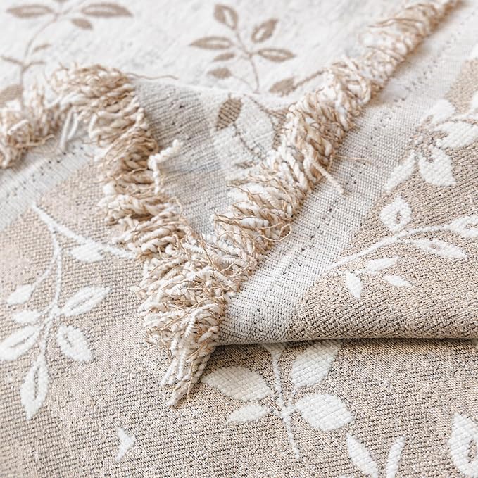 STACYPIK Vintage Botanical Country Flower Sofa Cover Decorative Couch Cover | Beige, Reversible, Couch Protector for Dogs, Chenille, For 2 Cushion Couch/Loveseat Slipcover, Multi-Use Blanket-71X118IN - Image 4