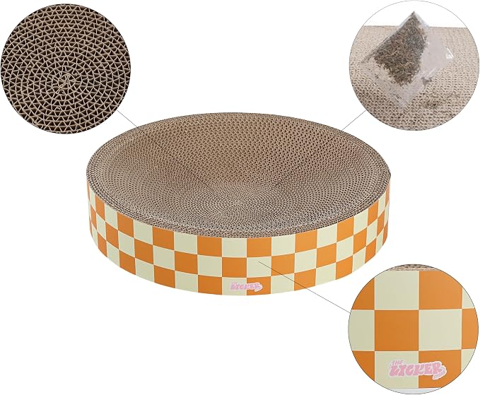 CSR1010G Nelson 20.13" Modern Cardboard Round Bowl Cat Scratcher with Catnip, Citrus - Image 5