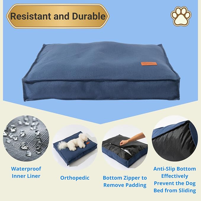 Dog Bed- Crate Bed Orthopedic for Medium and Large Dogs, Soft, Warm and Durable, Removable Washable Cover - Waterproof Inner Lining and Non-Slip Bottom. - Image 2
