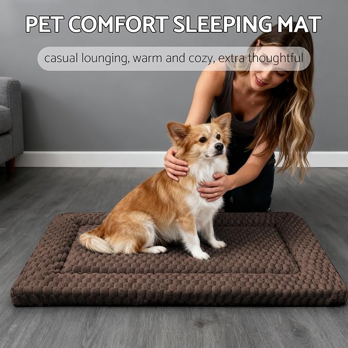 Dog Bed Mat - Dog Crate Pad - Reversible Mat for Pet Comfort - Soft Bed Crate Pads for All Seasons - Durable, Machine Washable Mat for Crates, Travel, and Home (Dark Brown, 30" L*20" W*1.5" Th) - Image 2