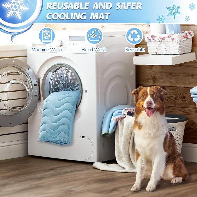 Cooling Mat for Dogs Extra Large, 59"x40" Breathable Cold Crate Pad for Pet with Non-Slip Bottom, Washable Waterproof Cool Fiber Pet Cooling Pad for Dog Bed Indoor/Outdoor Summ - Image 5