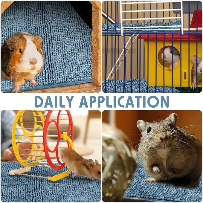 Amylove 4 Pcs Guinea Pig Cage Liner 16 x 24 Inch Washable Chenille Pee Pads Pet Dog Cat Bedding Training Mat Reusable for Small Animals Puppy Bunny Hamster Chinchilla - Image 4