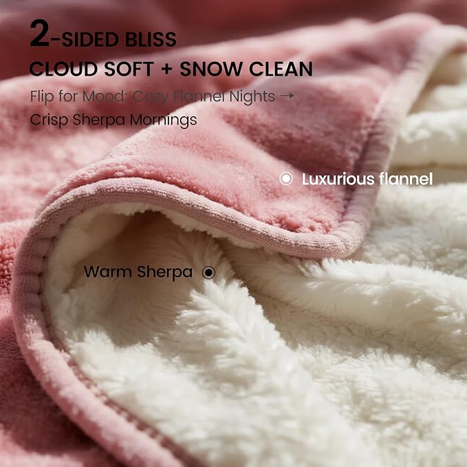 gogobunny Waterproof Bed Blanket, Reversible Sherpa Fleece Throw Blanket for Dog Puppy Cat, Furniture Cover Protects Bed Couch Sofa from Liquid Pee and Pet Fur (Pink, 90x108 inches) - Image 3