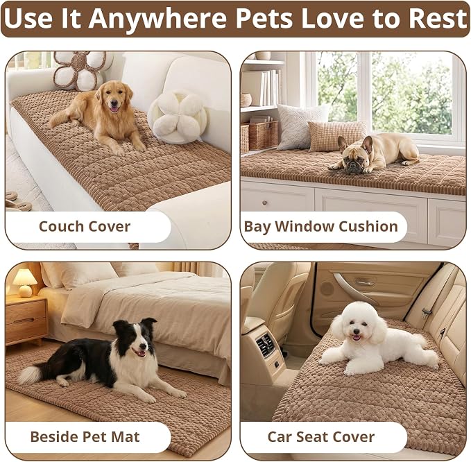 OstepDecor Couch Cover for Dogs, Washable Non Slip Sofa Cover for Pets, Soft Couch Covers for Sofa, Loveseat and Sectional, Furniture Protector Against Pet Hair & Scratches (27.6" x 47.2", Brown) - Image 2