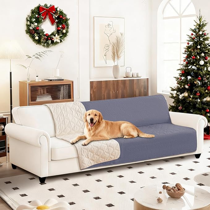 Waterproof Couch Covers for Pets, Waterproof Dog Bed Cover, Anti-Slip Soft Dog Blankets, Couch Cover for Dogs Washable, Pet Blanket for Puppy Large Dogs Cat (82x102 Inch, Grey Blue) - Image 8