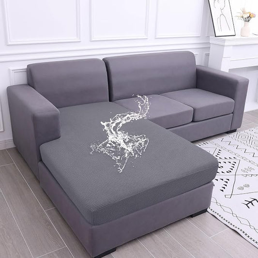 hyha Waterproof Sectional Couch Covers, Non Slip Sofa Cushion Covers | L Shape Sectional Fit, Stretch Jacquard Fabric, Elastic Bottom, Waterproof Protection (1 Piece for Chaise XL) by hyha