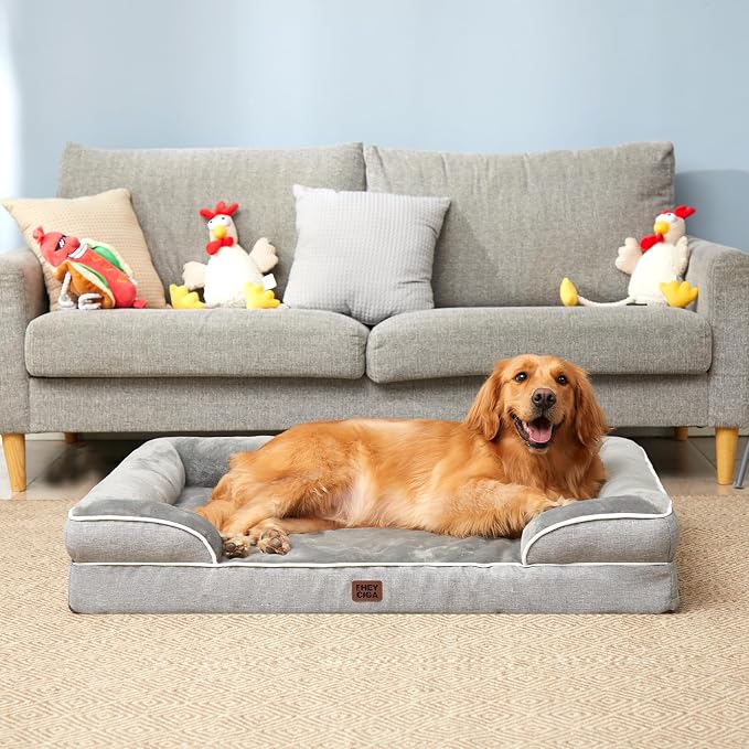 EHEYCIGA Orthopedic Small Dog Bed, Waterproof Memory Foam Washable Pet Beds | Non-Slip Bottom and Egg-Crate Foam Medium Dog Couch Bed with Washable Removable Cover, Grey - Image 8