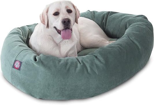 Majestic Pet Villa 40 Inch Shredded Memory Foam Dog Bed for Large Sized Dog 40x29x9 Inch–Orthopedic Pet Bed with Removable Washable Cover-Washable Large Puppy Mat with Head Support-Azure by MajesticPet