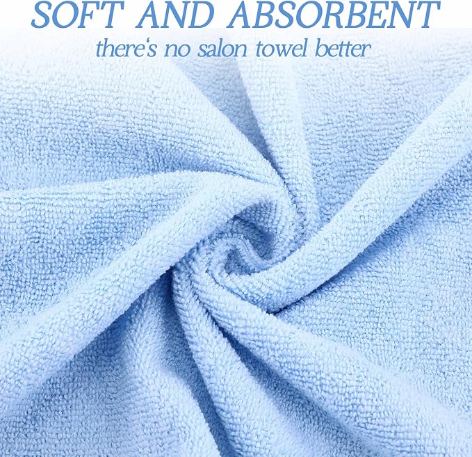 Shimeyao 40 Pack Bleach Proof Towels Microfiber Absorbent Resistant Hair Hand Towels Bulk Quick Dry for Barber Gym Spa Shaving (Light Blue,16 x 29 Inch) - Image 3