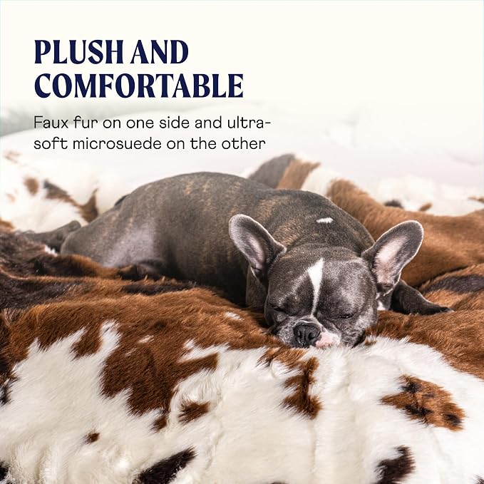 PAW BRANDS PupProtector Waterproof Throw Blanket, Brown Cowhide, 80x62 | Waterproof, machine washable — protects couches, beds & car seats - Image 5