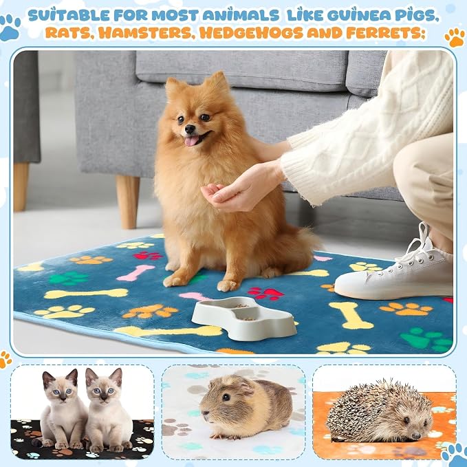 Tegeme 6 Pcs Waterproof Dog Blanket 30 x 20 Inch Paw Print Pet Blanket for Dogs Cats Puppy Washable Soft Fluffy Fleece Rug Flannel Throw Warm Sleep Mat for Kitten Doggy - Image 5