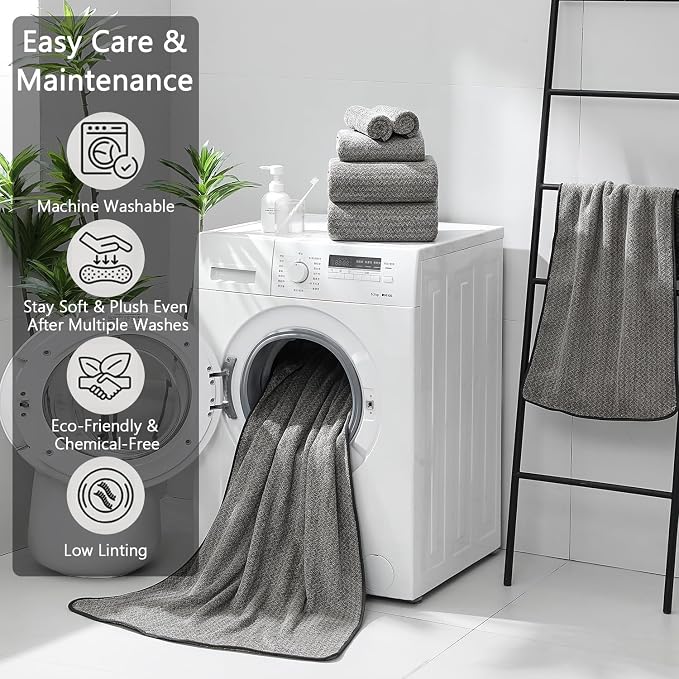 Ycosy 18 Piece Bath Towels Set,100% Microfiber Family Bathroom Towel with Hanging Loops-6 Bath Towels,6 Hand Towels,6 Washcloths,Quick Dry Highly Absorbent Shower Towel for Bathroom,Hotel,Spa-Brown - Image 6
