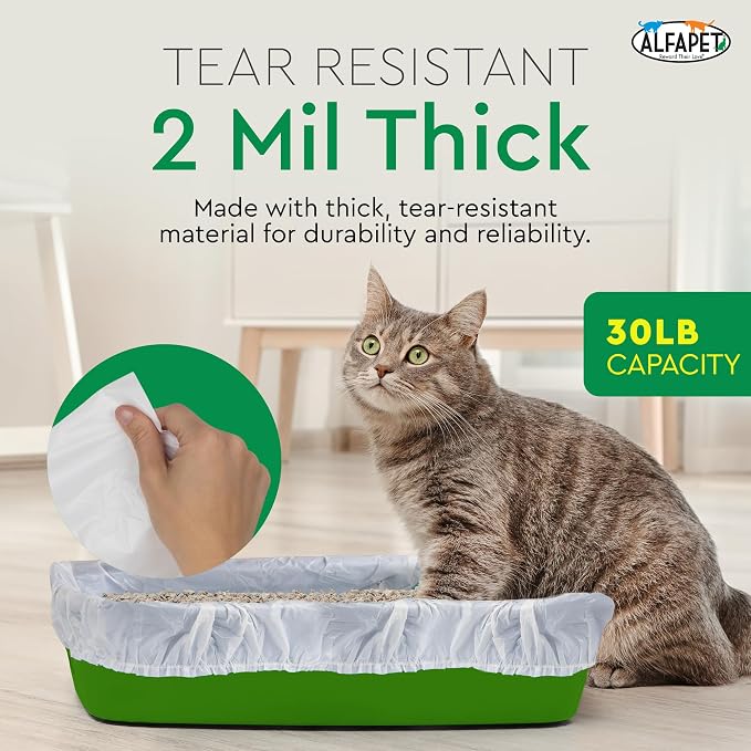 Litter Box Liners heavy duty,Alfapet elastic 52 Pack-For Extra-Giant, jumbo, super-jumbo Size litter Pans- With Sta-Put Technology for Firm, Easy Fit- Quick + Clever Waste Cleaners - Image 4
