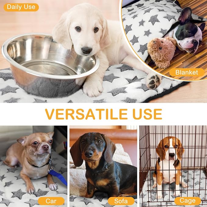 VitalCozy 4 Pcs Dog Crate Pads, Ultra Soft Warm Washable Anti-Slip Kennel Bed Mat for Pets, Reversible, Replaceable, Cage Liner for Small Medium Large Dogs and Cats(18 x 24 x 1.6 Inch,Star,White) - Image 5