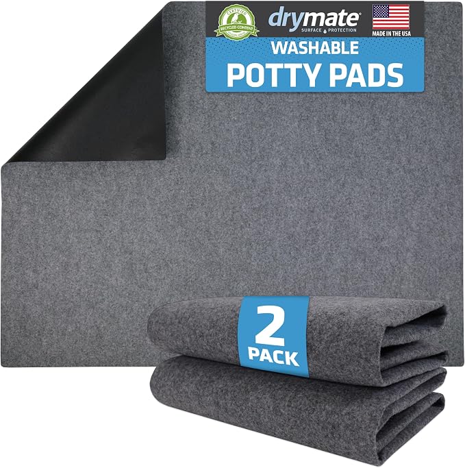 Drymate 2-Pack Washable Pee Pads for Dogs (29x36), Waterproof, Absorbent, Slip-Resistant, Reusable Pet Training Potty Puppy Mats, Housebreaking, Incontinence Bed Pads, Crate, Kennel (USA Made) by Drymate