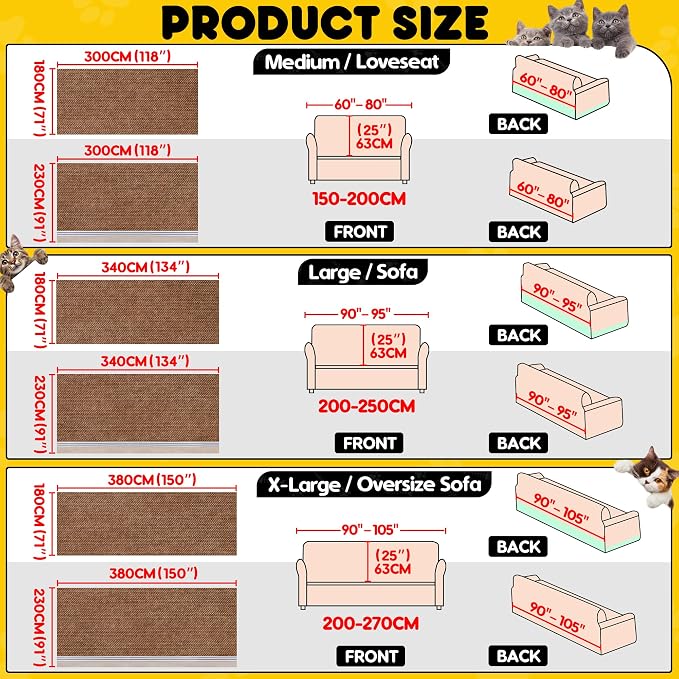Loiion Cat Scratch Proof Furniture Protector Waterproof Sofa Cover 118"x91" | Pet-Friendly Couch Protector, Anti-Scratch & Anti-Slip Sofa Cover For Cats Dogs Kids, Machine Washable - Image 6