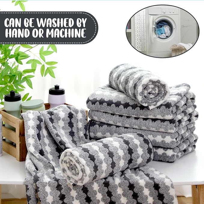 SmoothNovelty 16 Pack Microfiber Bath Towels Bulk 27'' x 60'' Oversized Size Bath Towel Highly Absorbent Extra Large Soft Drying for Beach Shower Summer Salon Sport Gym Party (Cone,Grey) - Image 4
