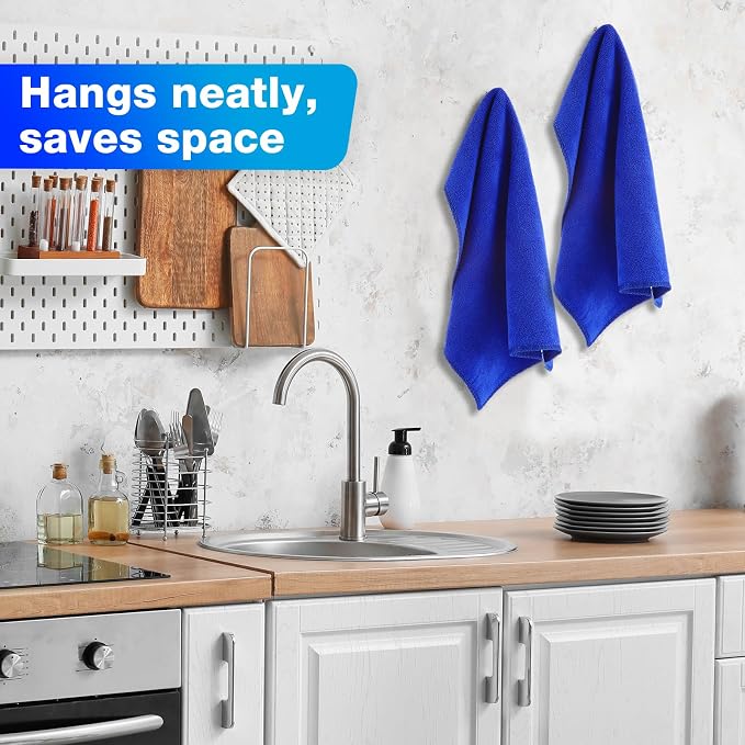 Nuenen 140 Pcs Microfiber Cleaning Cloths for Cars Ultra Absorbent Car Towels Drying Reusable Cleaning Supplies House Kitchen Window Microfiber Towel (Blue,16 x 16 Inch) - Image 5