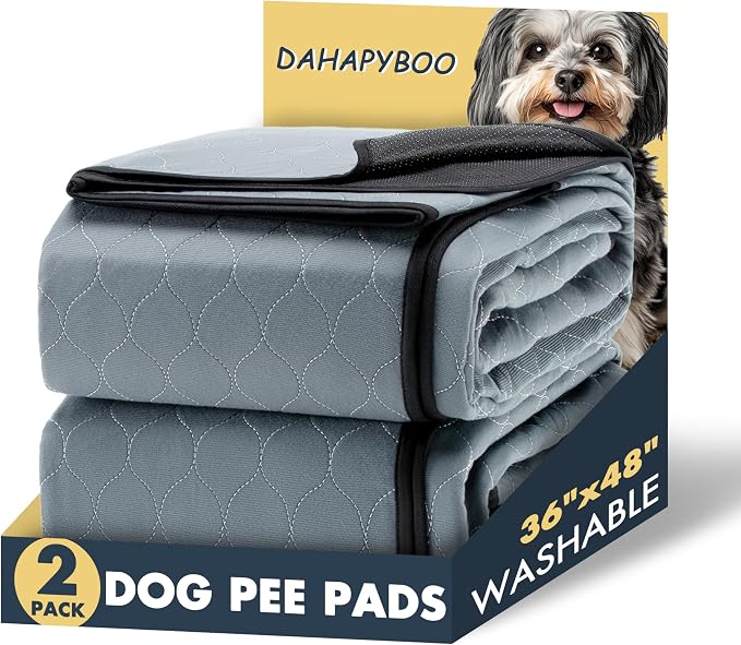 DAHAPYBOO Washable Pee Pads for Dogs 36x48,2Pack | Reusable Puppy Pads for Dog Non-Slip Waterproof Pet Training Pads for Crate, Playpen, Bed, Sofa,Whelping Box, Potty Training by DAHAPYBOO