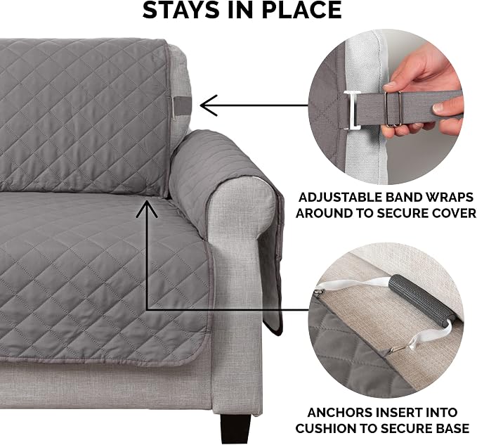Furhaven Water-Resistant & Reversible Recliner Chair Cover Protector w/ Side Pockets for Dogs, Cats, & Children - Two-Tone Pinsonic Quilted Living Room Furniture Cover - Gray/Mist, Recliner - Image 9