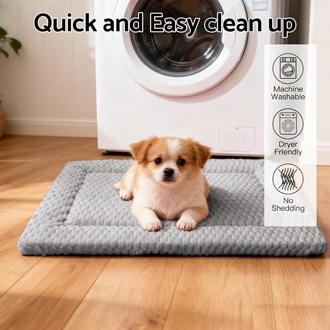 Dog Bed Mat - Dog Crate Pad - Reversible Mat for Pet Comfort - Soft Bed Crate Pads for All Seasons - Durable, Machine Washable Mat for Crates, Travel, and Home (Light Gray, 24" L*18" W*1.5" Th) - Image 5