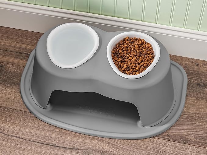 WeatherTech Double High Pet Feeding System w/Plastic Dog/Cat Bowls - 12" High Stand Dark Grey (PDHC6412DGDG) - Image 2