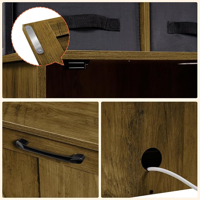 Dwanton Litter Box Enclosure with 2 Storage Shelves and 2 Drawers, 2-in-1 Hidden Cat Litter Box Enclosure Furniture with Shelf, Reversible Entrance, Washable Drawers, 50-Inch, Warm Brown - Image 7