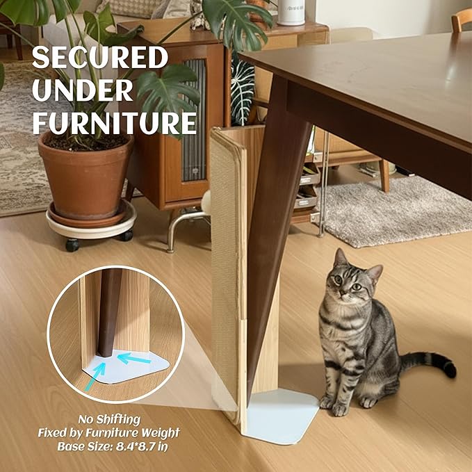 PETKARAY 27.9'' Cat Scratching Post for Couch Corner, Furniture Protector | Under-Furniture Cat Scratcher, Natural Sisal Scratch Pad, Anti Scratch Couch Protector for Indoor Cats with Toy Ball - Image 3