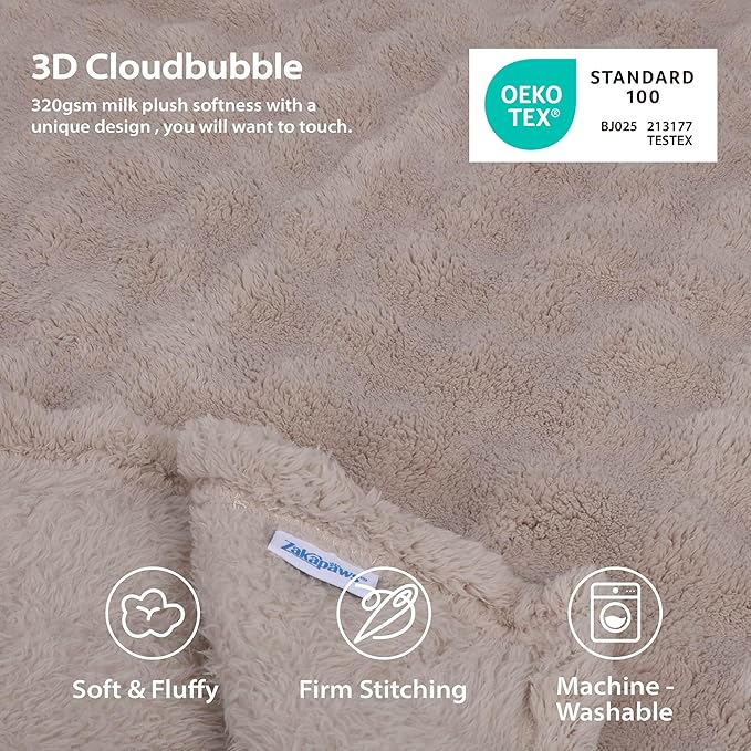 Dog Blankets Washable Pet Blanket - Fluffy Fuzzy Cat Puppy Blanket with Premium 300GSM 3D Fleece Bubble for Pet Kitten Doggy, Linen, 30x40IN - Image 2