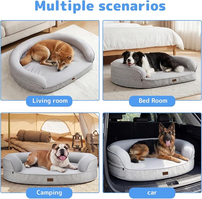 iweepet Cooling Orthopedic Dog Beds for Small & Medium Dogs, Q-MAX >0.5 Waterproof Dog Sofa Bed with Supportive 28D Egg-Crate Foam, Removable Washable Cover for Senior, Arthritis Dog - Image 7